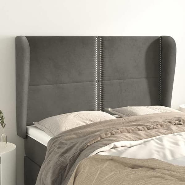 Maison Exclusive - Päätylevy korvilla Tummanharmaa 147x23x118/128 cm Sametti Mörkgrå