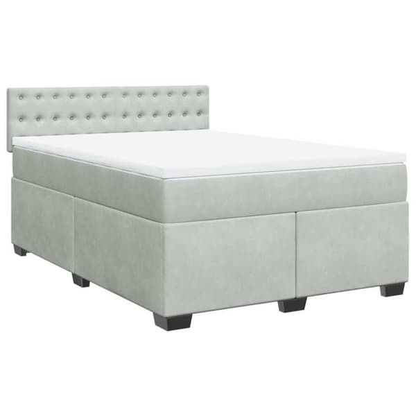 Maison Exclusive - Sängbotten med ribbor och madrass Ljusgrå 160x200cm Sammet
