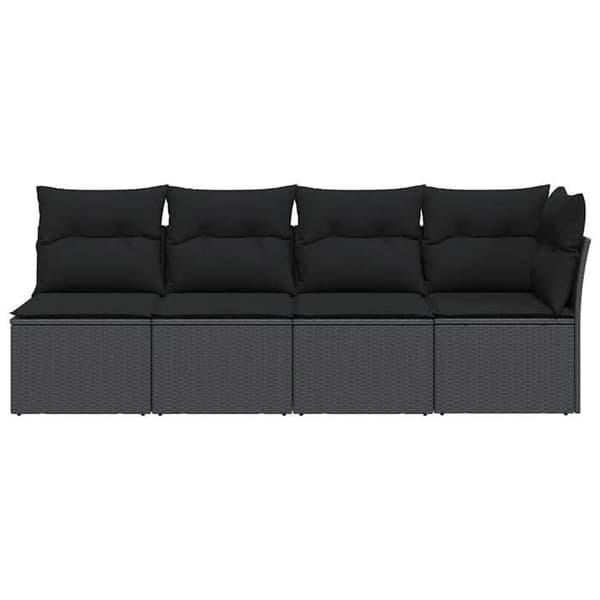 Maison Exclusive - Have-sofa med puder til 4 personer i sort polyrotin Svart