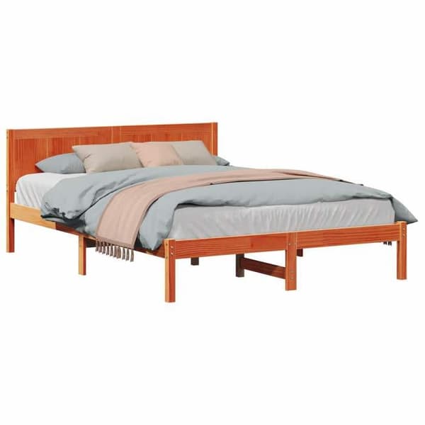 Sengestel - EKSKLUSIV HUS - Rektangulær - Massiv fyr - Brun - 150 x 200 cm brun