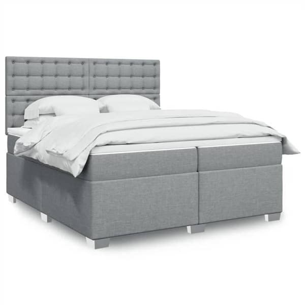 Maison Exclusive - Seng med lamelbund og madras Lys grå 200x200cm Stof