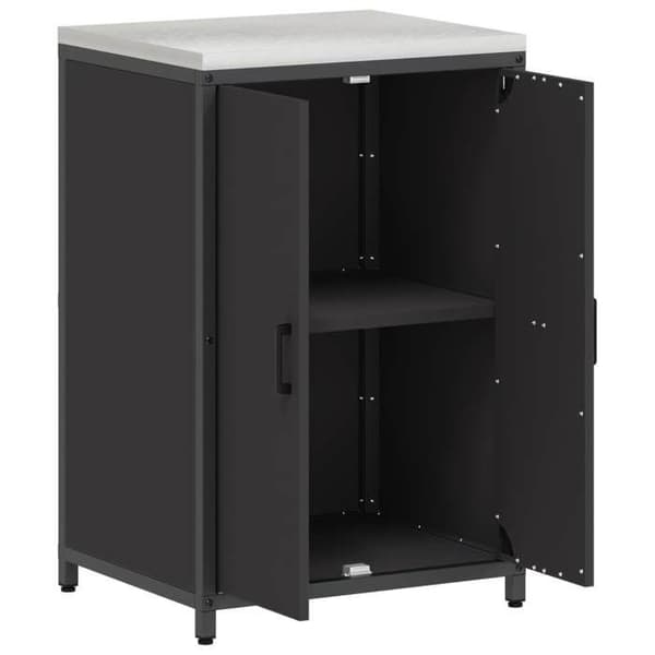 Køkkenopbevaringsmøbel - EKSKLUSIVT HUS - HATTEM - Sort - 60x50x92 cm - Stål