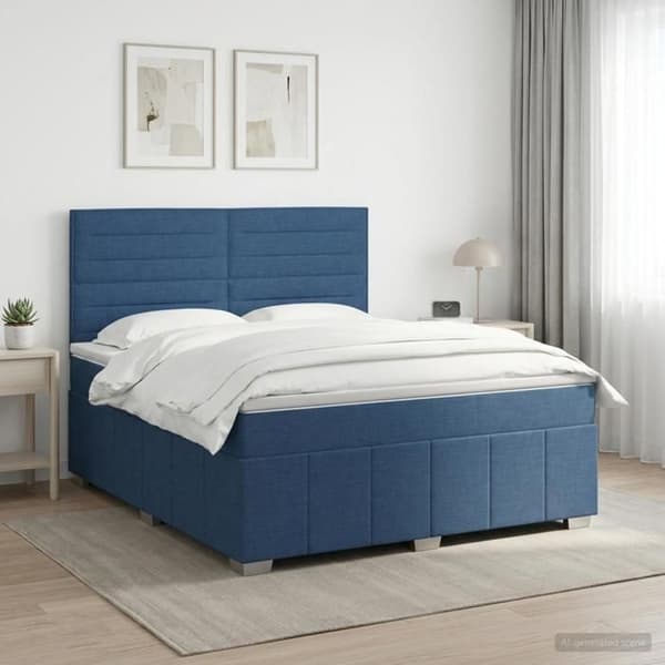 Maison Exclusive - Boxspring säng med madrass Blå 140 x 200 cm Tyg Blå