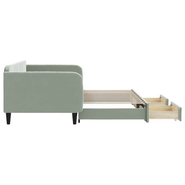 Dagseng - EKSKLUSIVT HUS - Sovesofa 100x200 - Grå velour - 2 skuffer - 2-i-1 sovesofa