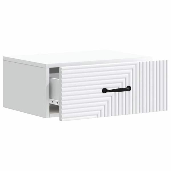 Maison Exclusive - Väggmonterad nattduksbord med låda Vit 49 x 34,5 x 20 cm