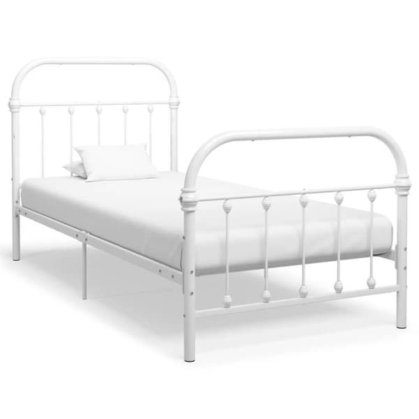 Sengebund - Eksklusivt hus - Hvid metal - 100x200 cm - Solid konstruktion Vit