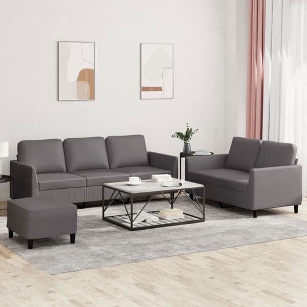 Maison Exclusive - Sæt af 3 sofaer med puder i grå kunstlæder