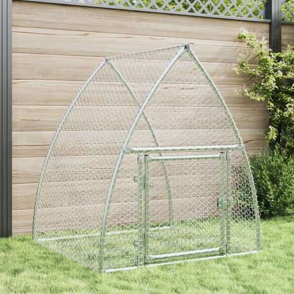 Klapper til små dyr - EKSKLUSIV HUS - 105x100x120 cm - Galvaniseret stål - Ventileret net - Låselig dør Silver