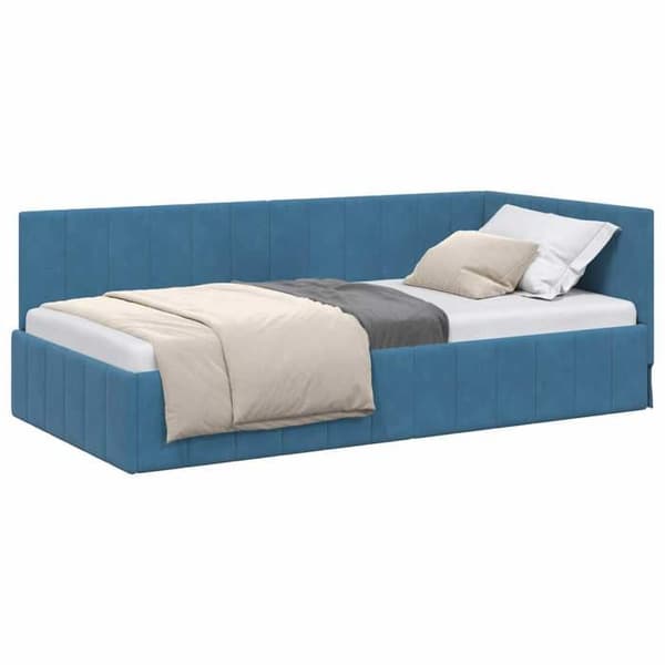 Maison Exclusive - Blå hörnsängram 90 x 190 cm Sammet Blå