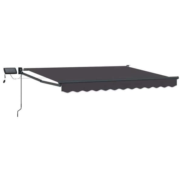 Sammenklappelig markise - EKSKLUSIV HUS - 3,5 x 2,5 m - Manuel - Solcelle-LED - Polyester PU stof antracit