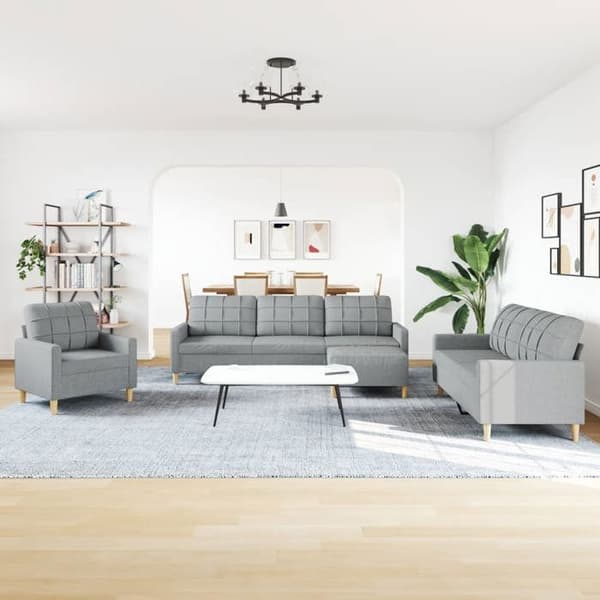 Maison Exclusive - 4-delars soffgrupp med ljusgrå tygfotpall Ljusgrått