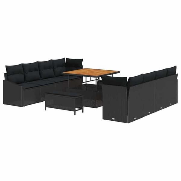Maison Exclusive - 11 pc havegruppesæt i sort polyrotin Svart