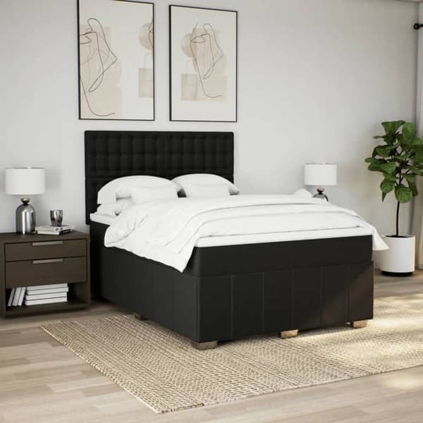 Sengestel med madras - Eksklusiv Hus - Sort - 140x190 cm - Lamelseng
