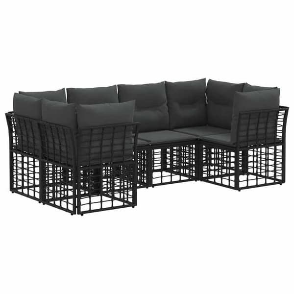 Udendørs sofa sæt - EKSKLUSIV HUS - Modulerbar - Sort - Poly rattan - 6 pladser Svart