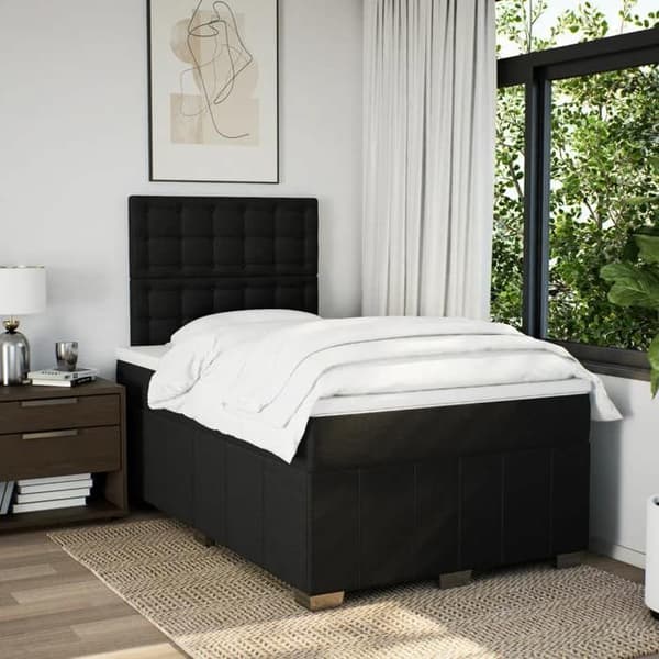 Maison Exclusive - Seng med lameller og madras Sort 120x200 cm Stof