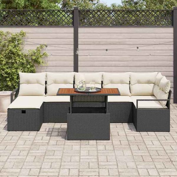 Havemøbler - MAISON EXCLUSIVE - Sæt med 8 dele - Sort - Poly Rattan - Justerbart bord Svart