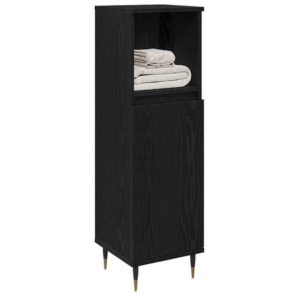 Maison Exclusive - Badeværelsesskab Sort eg 30 x 30 x 100 cm