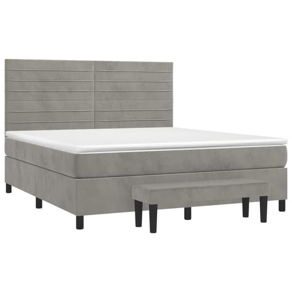Maison Exclusive - Seng solid bund med socker og madras Grå 160x200cm Velour
