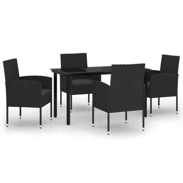 Maison Exclusive - 5 osan musta puutarhakalustesarja