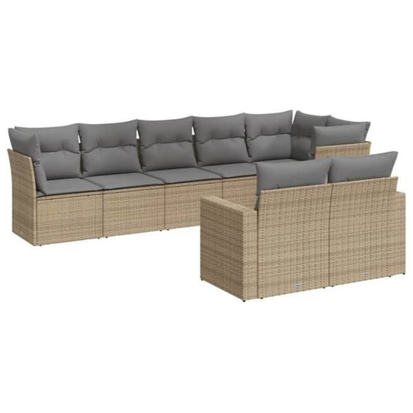 Maison Exclusive - Trädgårdsmöbler med kuddar 8 delar beige flätad resin