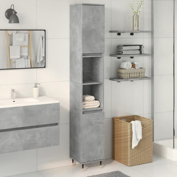 Maison Exclusive - Badeværelsesskab grå beton 30x30x190 cm
