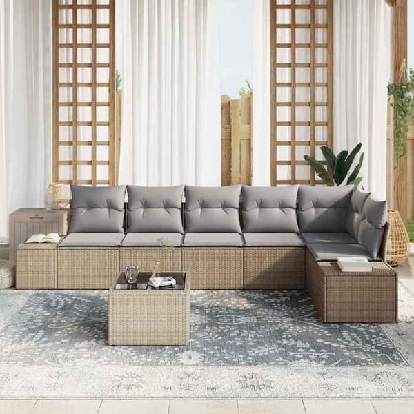 Trädgårdsmöbler - EXKLUSIVT HUS - Modulärt set - Beige - Stålram - UV-beständig polyrotting