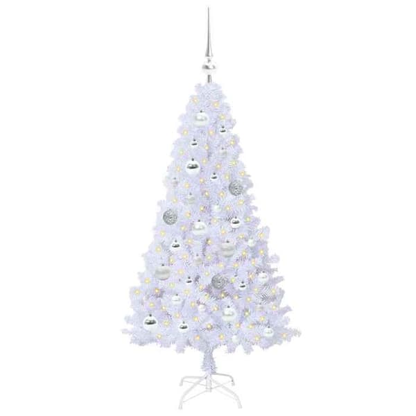 Kunstigt juletræ - EKSKLUSIV HUS - 120 cm - Hvid - PVC & stål - LED USB 8 tilstande Vit