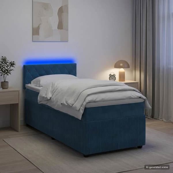 Maison Exclusive - Boxspring-sänky sinisellä patjalla 90 x 200 cm Sametti