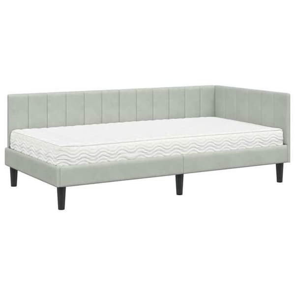 Maison Exclusive - Kulmasänky 2 osaa vaaleanharmaa 90 x 190 cm Ljusgrått