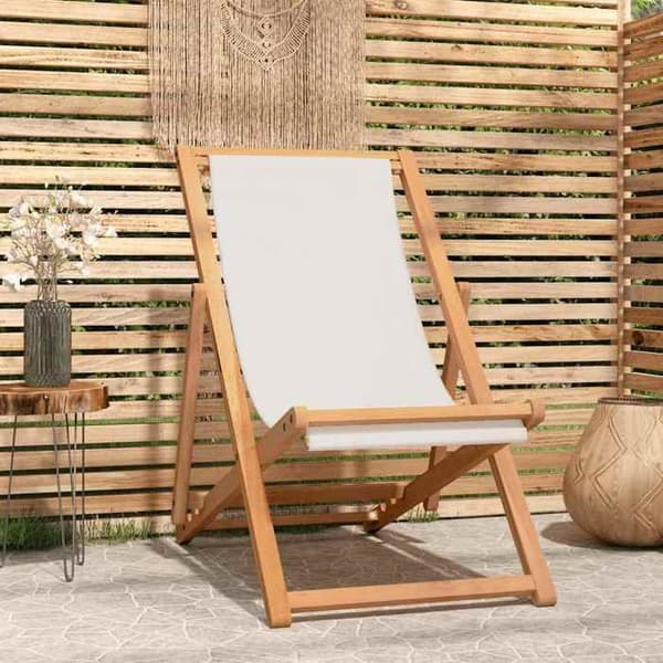 Maison Exclusive - Teak terrasse stol 56x105x96 cm Creme farve
