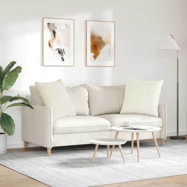 Soffkudde - EXKLUSIV HEM - Set om 2 - 80 x 80 cm - Kräm - Ribbad sammet - Avtagbar Grädde