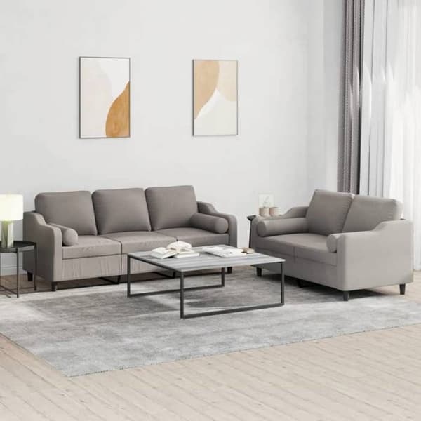 Maison Exclusive - 2-delars soffgrupp med kuddar i taupe tyg