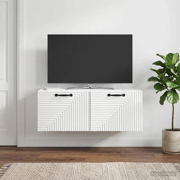 Exklusivt Hem - Väggmonterad TV-möbel Väggmontering Vit glansig 78,5 x 31 x 30 cm