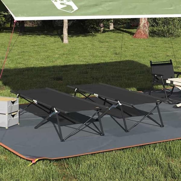 Sammenklappelig camping seng - MAISON EXCLUSIVE - Maison Exclusive - 2 stk - 206 x 76 x 74 cm - Sort