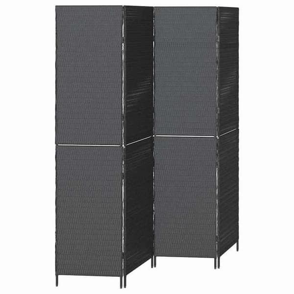 Paravent - MAISON EXCLUSIVE - 195 x 180 cm - Polyrotin - Svart - Fällbar Svart