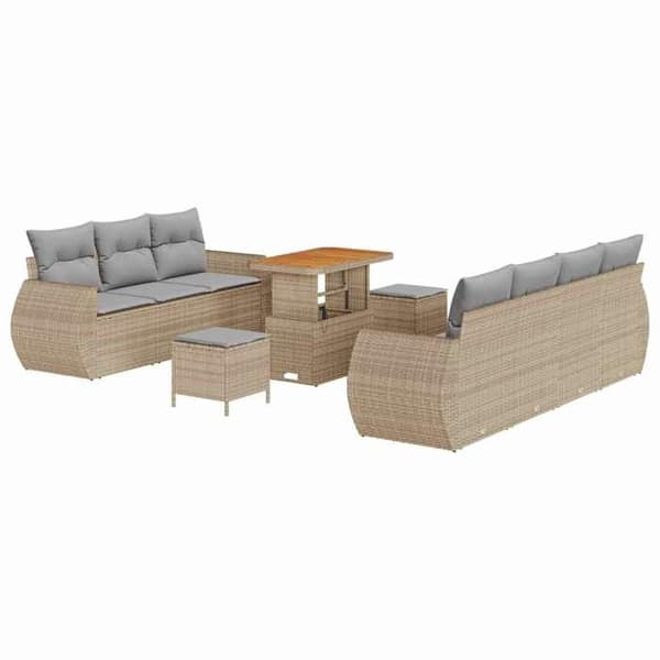 Maison Exclusive - 10 osan puutarhakalustesetti, beige polyrottinki