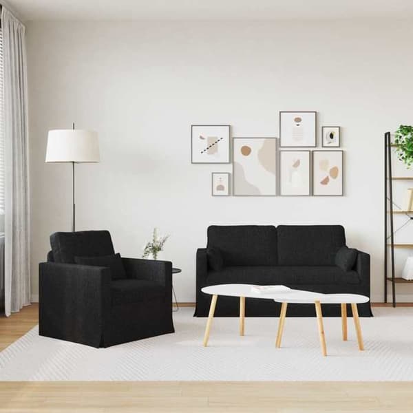 Maison Exclusive - 2-delars soffgrupp i svart tyg