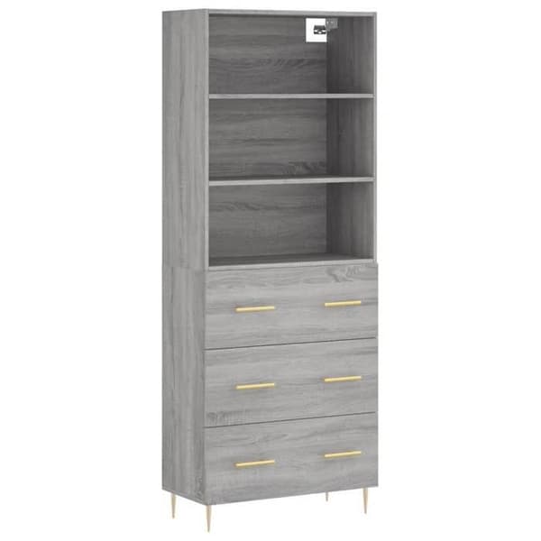 Buffé hög - Sonoma - Grå Sonoma - Hållbart ingenjörsträ - 69,5x34x180 cm Sonoma grå