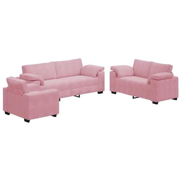 Maison Exclusive - 3 kpl:n sohvasetti tyynyillä, vaaleanpunainen sametti Rosa (sammet)