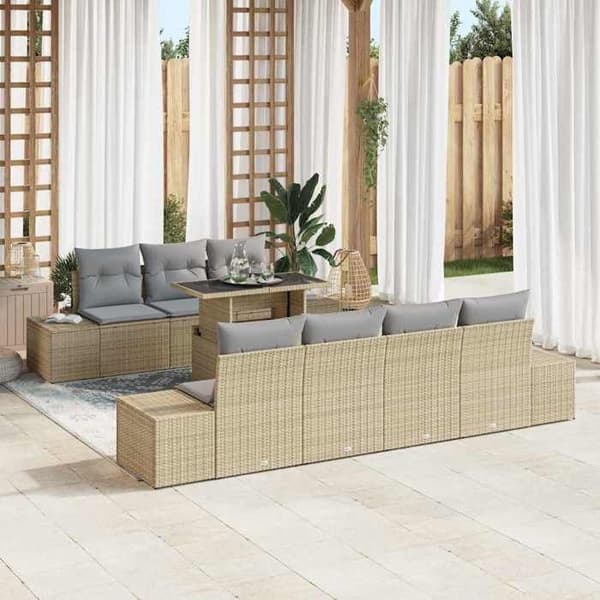 Maison Exclusive - 8 osan puutarhakalustesarja Beige ja Vaaleanharmaa