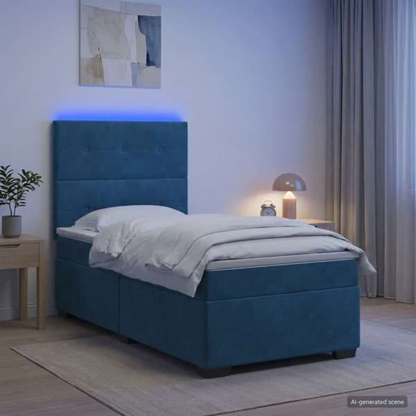 Maison Exclusive - Boxspring seng med madras Blå 90 x 190 cm Velour Blå