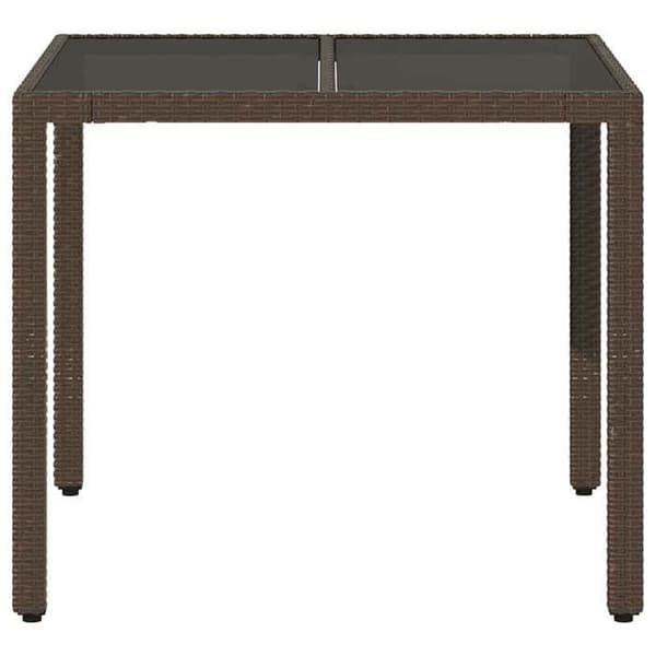 Maison Exclusive - Trädgårdsbord med brunt glas och flätad resin