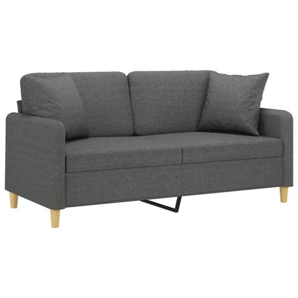 Maison Exclusive - Soffa 2 platser med mörkgrå kuddar 140 cm tyg mörkgrå