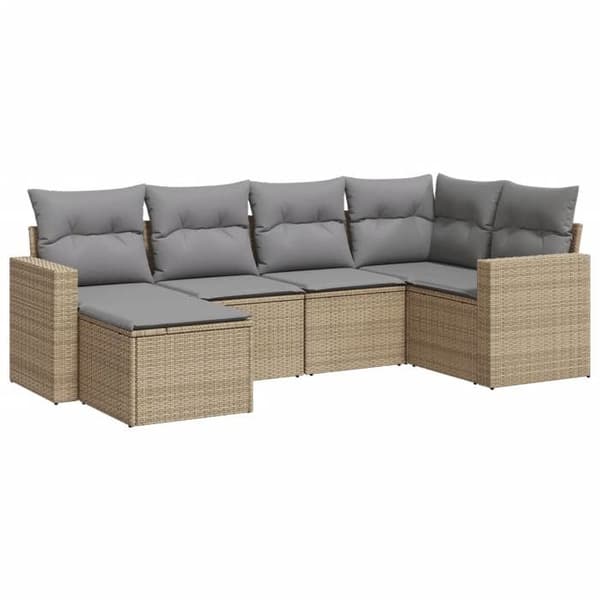 Maison Exclusive - Trädgårdsmöbler med kuddar 6 delar beige flätad resin