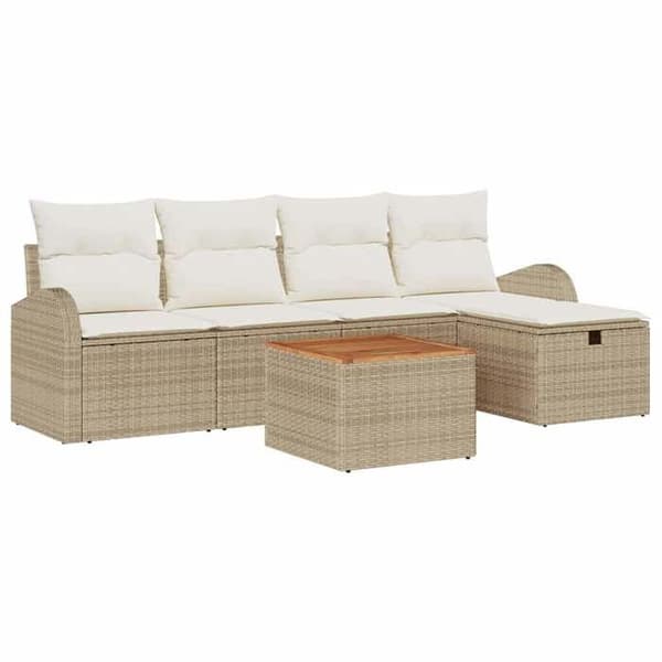 Maison Exclusive - 6 osan beige polyrottinkinen puutarhakalustesetti