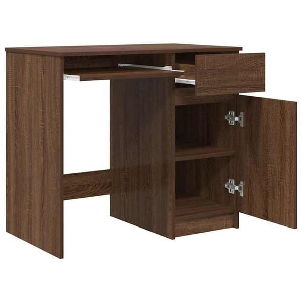 Maison Exclusive - Kontor i brunt egetræ 86x49x76 cm ingeniørtræ