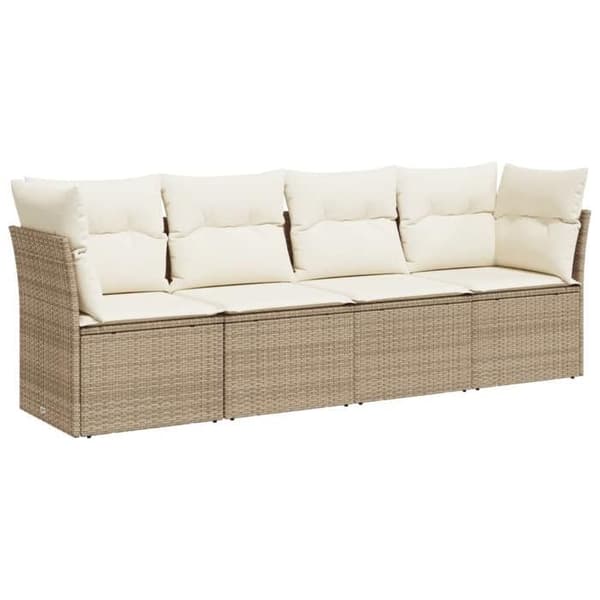 Maison Exclusive - Trädgårdsmöbler med kuddar 4 delar beige flätad resin beige