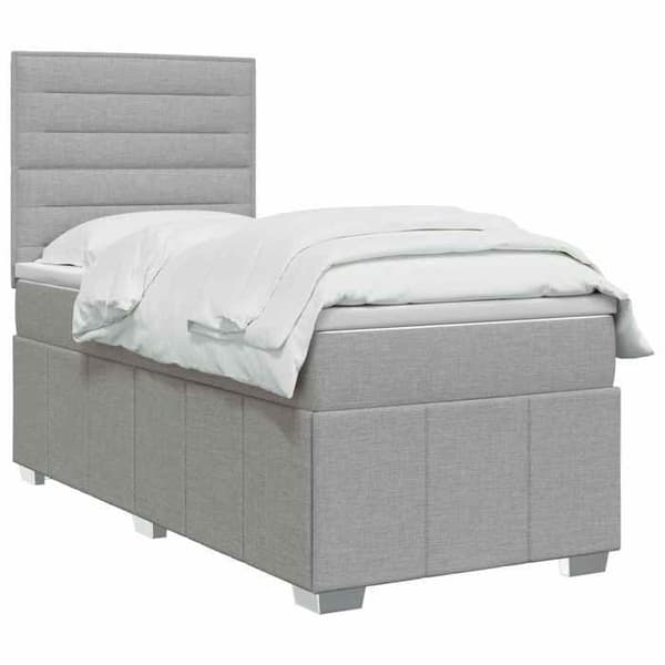 Maison Exclusive - Boxspring säng med madrass Ljusgrå 100 x 200 cm Tyg