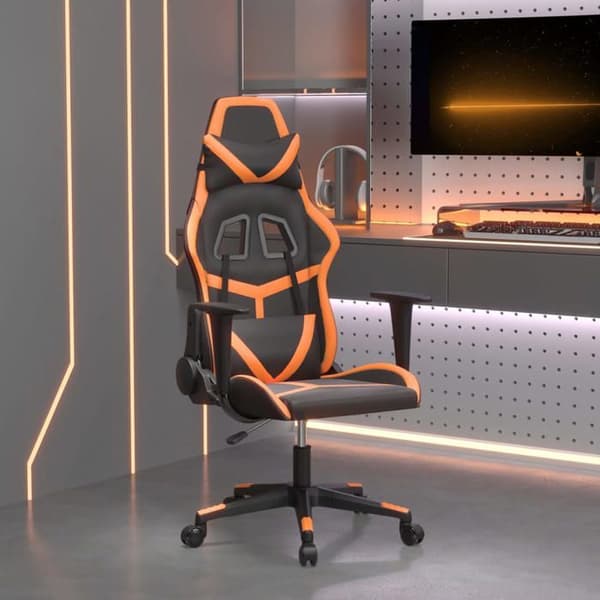 Maison Exclusive - Spilstol i sort og orange kunstlæder