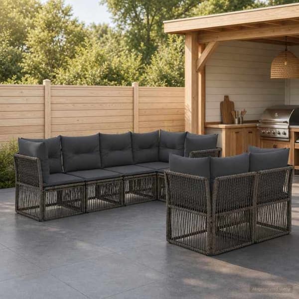 Maison Exclusive - 7-delars trädgårdsoff-set 7-sits Grå Grå